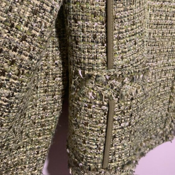 Talbots Collarless Tweed Blazer Eyelash Fringe Trim Preppy Old Money - Size 4 - Picture 4 of 12